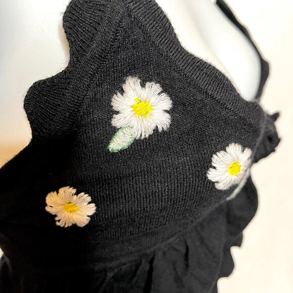 For Love & Lemons Daisy Knit Bra Size XS Black Yellow Floral Crop Top Bralette S - Picture 4 of 10